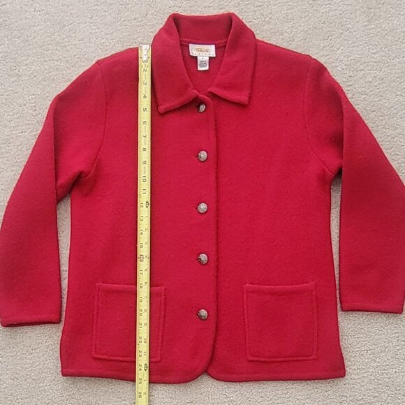 Talbots Vintage Red 100% Wool Cardigan Jacket with Pockets Like New Sz 6 Petite - Picture 8 of 14